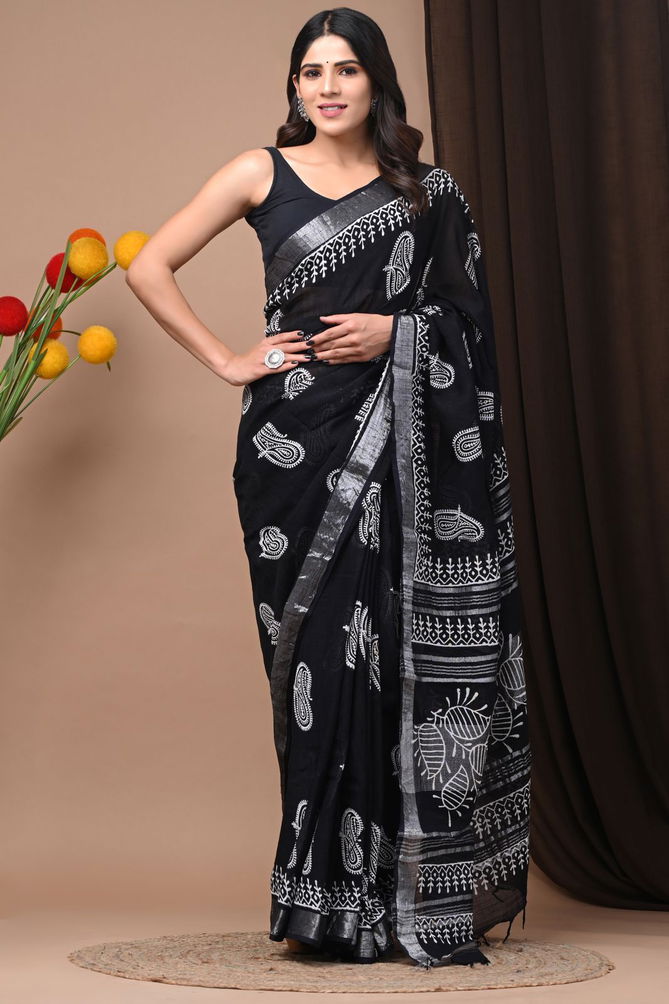 VK 4166 Silver Jari Patta Printed Sarees Catalog